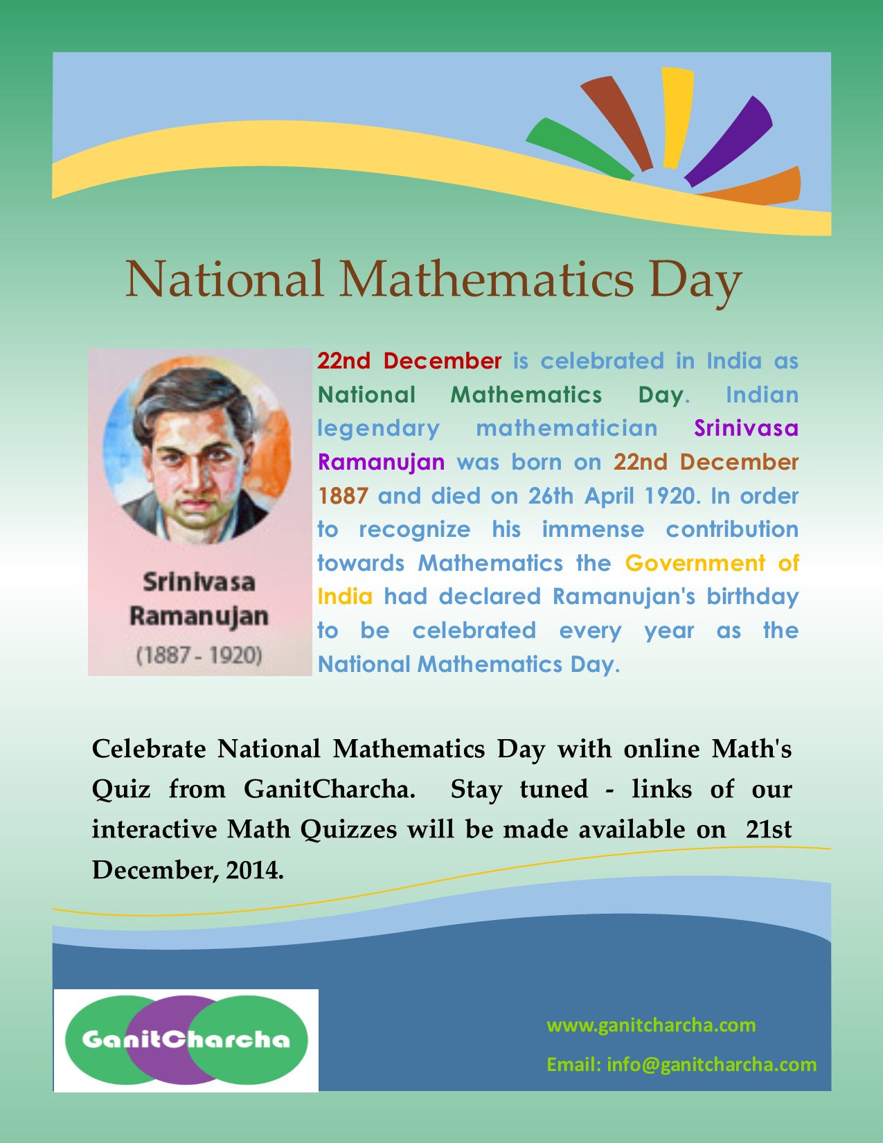 National Mathematics Day of India - 22nd December